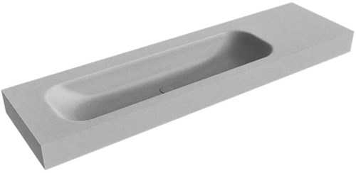BIG LARGE Plata Lavabo suspendido de solid surface 171cm. Posición del fregadero Izquierda borde de 12cm de alto.