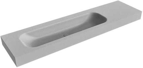 BIG LARGE Plata Lavabo suspendido de solid surface 181cm. Posición del fregadero Izquierda borde de 12cm de alto.