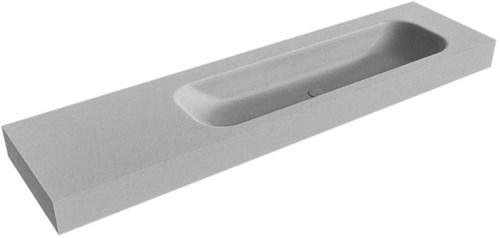 BIG LARGE Plata Lavabo suspendido de solid surface 181cm. Posición del fregadero Derecho borde de 12cm de alto.