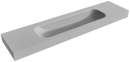 BIG LARGE Plata Lavabo suspendido de solid surface 191cm. Posición del fregadero Centro borde de 12cm de alto.