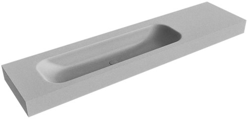 BIG LARGE Plata Lavabo suspendido de solid surface 191cm. Posición del fregadero Izquierda borde de 12cm de alto.