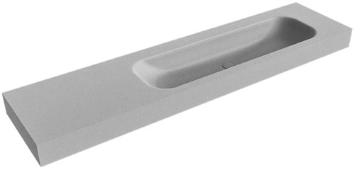 BIG LARGE Plata Lavabo suspendido de solid surface 191cm. Posición del fregadero Derecho borde de 12cm de alto.