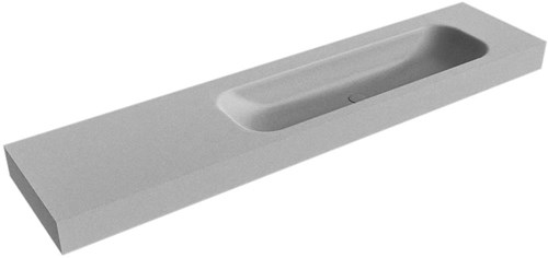 BIG LARGE Plata Lavabo suspendido de solid surface 200cm. Posición del fregadero Derecho borde de 12cm de alto.