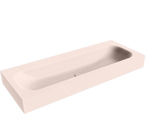 BIG LARGE Rosee Lavabo suspendido de solid surface 120cm. Posición del fregadero Centro borde de 12cm de alto.