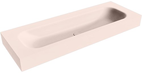 BIG LARGE Rosee Lavabo suspendido de solid surface 131cm. Posición del fregadero Centro borde de 12cm de alto.