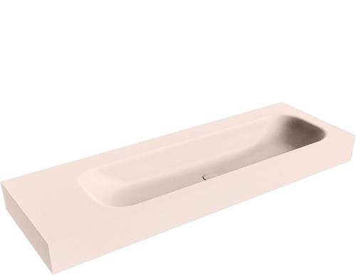 BIG LARGE Rosee Lavabo suspendido de solid surface 140cm. Posición del fregadero Derecho borde de 12cm de alto.