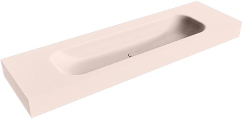 BIG LARGE Rosee Lavabo suspendido de solid surface 160cm. Posición del fregadero Centro borde de 12cm de alto.