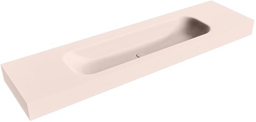 BIG LARGE Rosee Lavabo suspendido de solid surface 181cm. Posición del fregadero Centro borde de 12cm de alto.