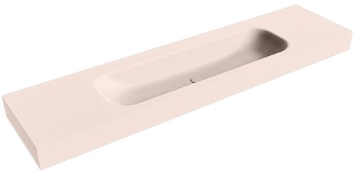 BIG LARGE Rosee Lavabo suspendido de solid surface 190cm. Posición del fregadero Centro borde de 12cm de alto.