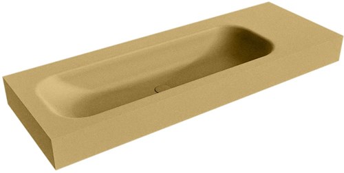 BIG MEDIUM Oro Lavabo suspendido de solid surface 131cm. Posición del fregadero Izquierda borde de 12cm de alto.