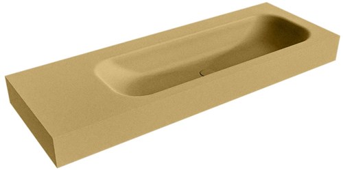 BIG MEDIUM Oro Lavabo suspendido de solid surface 131cm. Posición del fregadero Derecho borde de 12cm de alto.
