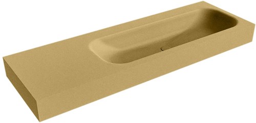 BIG MEDIUM Oro Lavabo suspendido de solid surface 141cm. Posición del fregadero Derecho borde de 12cm de alto.