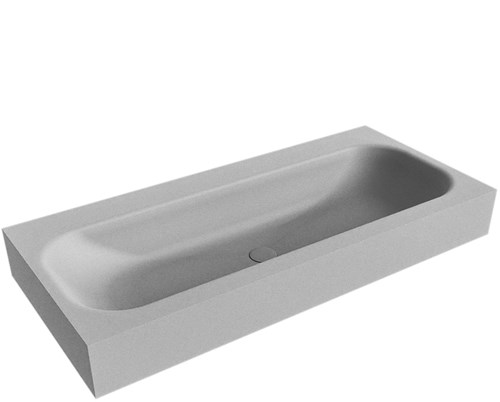BIG MEDIUM Plata Lavabo suspendido de solid surface 100cm. Posición del fregadero Centro borde de 12cm de alto.
