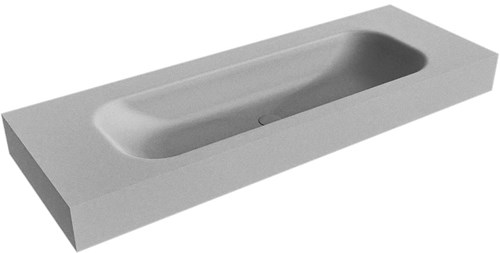 BIG MEDIUM Plata Lavabo suspendido de solid surface 130cm. Posición del fregadero Centro borde de 12cm de alto.