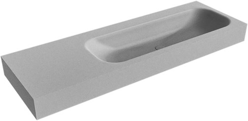 BIG MEDIUM Plata Lavabo suspendido de solid surface 140cm. Posición del fregadero Derecho borde de 12cm de alto.