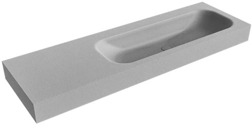 BIG MEDIUM Plata Lavabo suspendido de solid surface 150cm. Posición del fregadero Derecho borde de 12cm de alto.