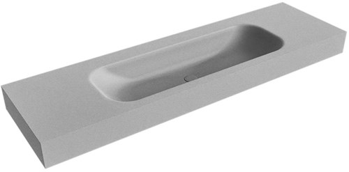 BIG MEDIUM Plata Lavabo suspendido de solid surface 161cm. Posición del fregadero Centro borde de 12cm de alto.