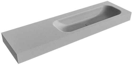 BIG MEDIUM Plata Lavabo suspendido de solid surface 160cm. Posición del fregadero Derecho borde de 12cm de alto.