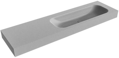 BIG MEDIUM Plata Lavabo suspendido de solid surface 170cm. Posición del fregadero Derecho borde de 12cm de alto.