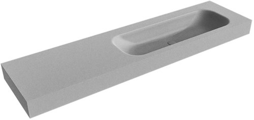 BIG MEDIUM Plata Lavabo suspendido de solid surface 181cm. Posición del fregadero Derecho borde de 12cm de alto.