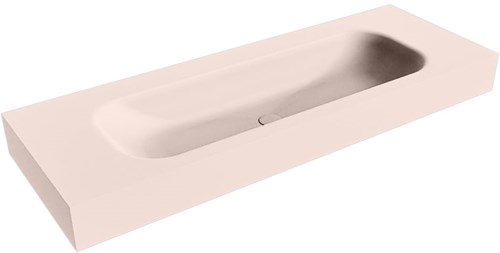 BIG MEDIUM Rosee Lavabo suspendido de solid surface 131cm. Posición del fregadero Centro borde de 12cm de alto.