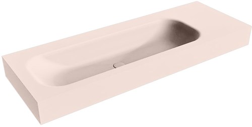 BIG MEDIUM Rosee Lavabo suspendido de solid surface 131cm. Posición del fregadero Izquierda borde de 12cm de alto.