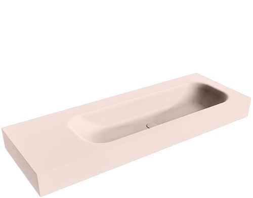 BIG MEDIUM Rosee Lavabo suspendido de solid surface 130cm. Posición del fregadero Derecho borde de 12cm de alto.