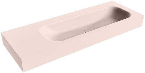 BIG MEDIUM Rosee Lavabo suspendido de solid surface 131cm. Posición del fregadero Derecho borde de 12cm de alto.