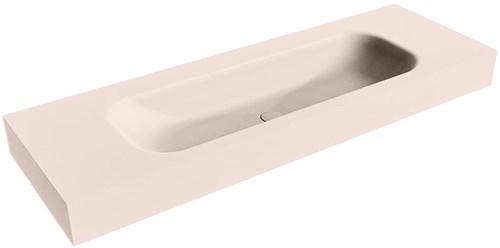 BIG MEDIUM Rosee Lavabo suspendido de solid surface 140cm. Posición del fregadero Centro borde de 12cm de alto.