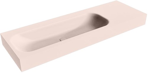 BIG MEDIUM Rosee Lavabo suspendido de solid surface 140cm. Posición del fregadero Izquierda borde de 12cm de alto.