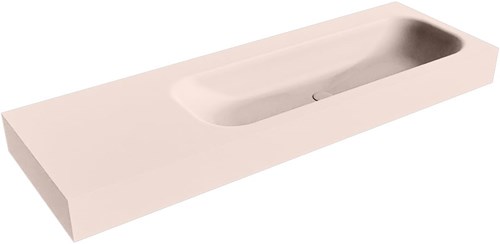 BIG MEDIUM Rosee Lavabo suspendido de solid surface 140cm. Posición del fregadero Derecho borde de 12cm de alto.