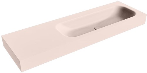 BIG MEDIUM Rosee Lavabo suspendido de solid surface 151cm. Posición del fregadero Derecho borde de 12cm de alto.