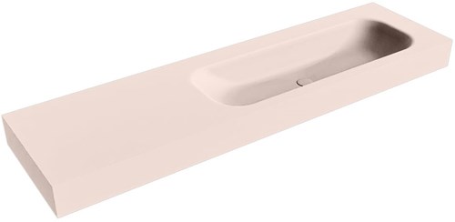 BIG MEDIUM Rosee Lavabo suspendido de solid surface 170cm. Posición del fregadero Derecho borde de 12cm de alto.