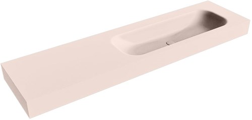 BIG MEDIUM Rosee Lavabo suspendido de solid surface 181cm. Posición del fregadero Derecho borde de 12cm de alto.