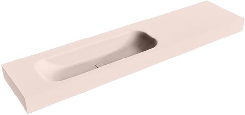 BIG MEDIUM Rosee freihängend Waschtisch aus solid surface (mineralwerkstoff) 200cm. Waschbeckenposition Links rand 12cm hoch.
