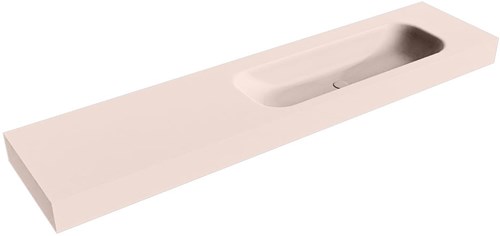 BIG MEDIUM Rosee Lavabo suspendido de solid surface 200cm. Posición del fregadero Derecho borde de 12cm de alto.