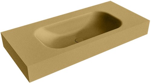 BIG SMALL Oro Lavabo suspendido de solid surface 101cm. Posición del fregadero Centro borde de 12cm de alto.