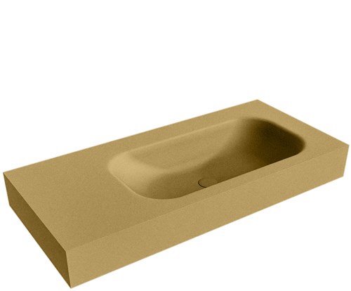 BIG SMALL Oro Lavabo suspendido de solid surface 100cm. Posición del fregadero Derecho borde de 12cm de alto.