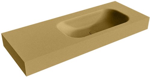 BIG SMALL Oro Lavabo suspendido de solid surface 121cm. Posición del fregadero Derecho borde de 12cm de alto.