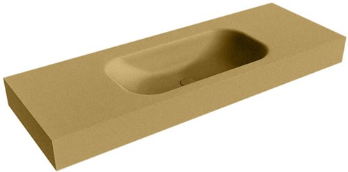 BIG SMALL Oro Lavabo suspendido de solid surface 131cm. Posición del fregadero Centro borde de 12cm de alto.