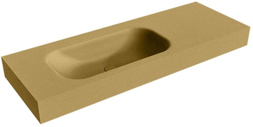 BIG SMALL Oro Lavabo suspendido de solid surface 130cm. Posición del fregadero Izquierda borde de 12cm de alto.