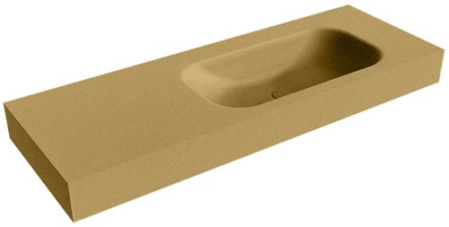 BIG SMALL Oro Lavabo suspendido de solid surface 131cm. Posición del fregadero Derecho borde de 12cm de alto.