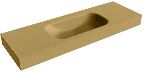 BIG SMALL Oro Lavabo suspendido de solid surface 141cm. Posición del fregadero Centro borde de 12cm de alto.