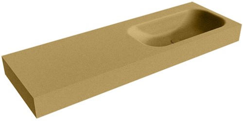 BIG SMALL Oro Lavabo suspendido de solid surface 140cm. Posición del fregadero Derecho borde de 12cm de alto.