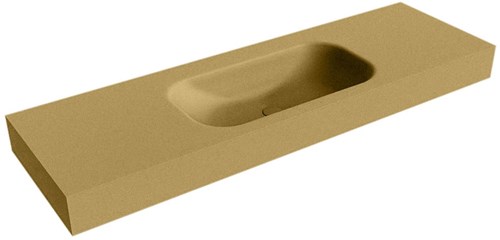 BIG SMALL Oro Lavabo suspendido de solid surface 150cm. Posición del fregadero Centro borde de 12cm de alto.