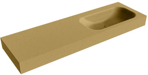 BIG SMALL Oro Lavabo suspendido de solid surface 150cm. Posición del fregadero Derecho borde de 12cm de alto.