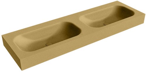 BIG SMALL Oro Lavabo suspendido de solid surface 151cm. Posición del fregadero Doble borde de 12cm de alto.