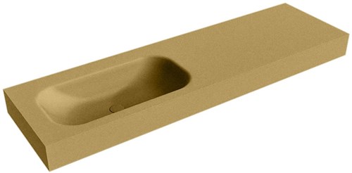 BIG SMALL Oro Lavabo suspendido de solid surface 160cm. Posición del fregadero Izquierda borde de 12cm de alto.