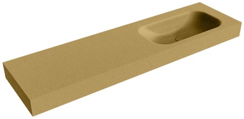 BIG SMALL Oro Lavabo suspendido de solid surface 170cm. Posición del fregadero Derecho borde de 12cm de alto.