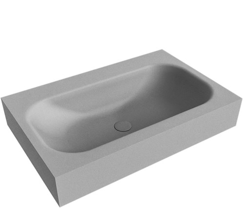 BIG SMALL Plata Lavabo suspendido de solid surface 70cm. Posición del fregadero Centro borde de 12cm de alto.